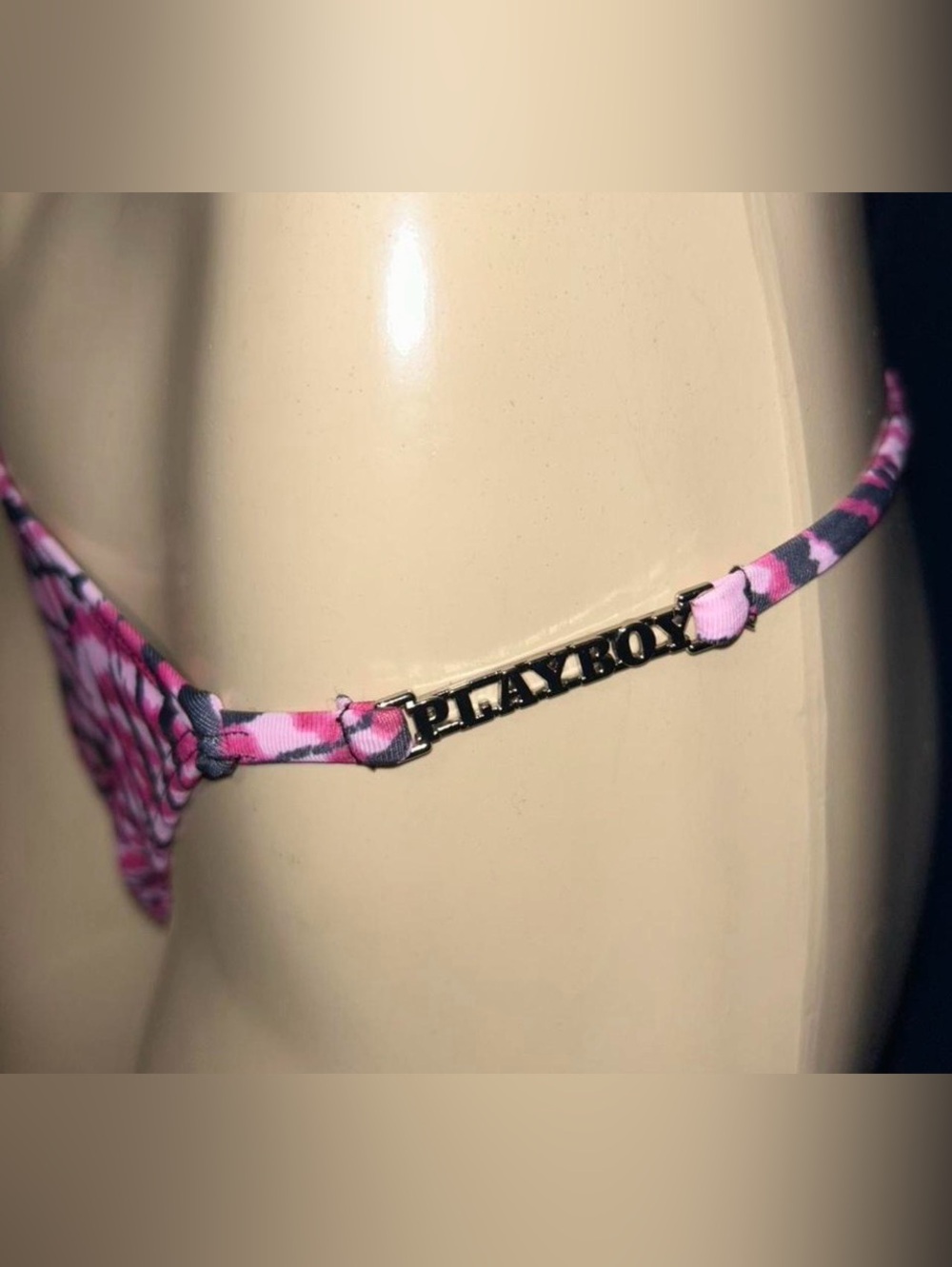 PLAYBOY Pink Patterned Triangle Bikini Set - Picture 4 of 8